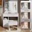 Left Drawer Desktop Makeup Vanity Table With LED Lights And Stool-61742560