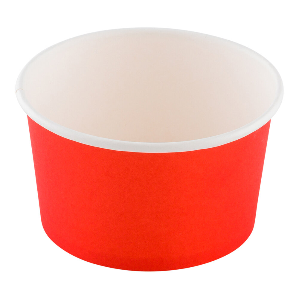 Bio Tek 12 oz Round Red Paper Soup Container - 3 1/2 x 3 1/2 x 3 1/2 -  200 count box