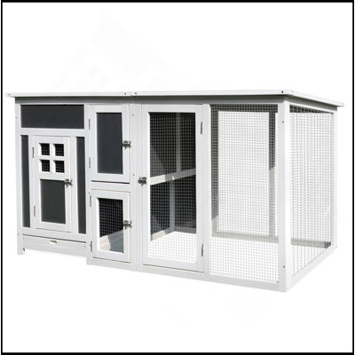 Poulailler d'extérieur 63 po en bois, cage à poules avec aire de nidification, nichoir, poulailler avec toit imperméable, plateau amovible