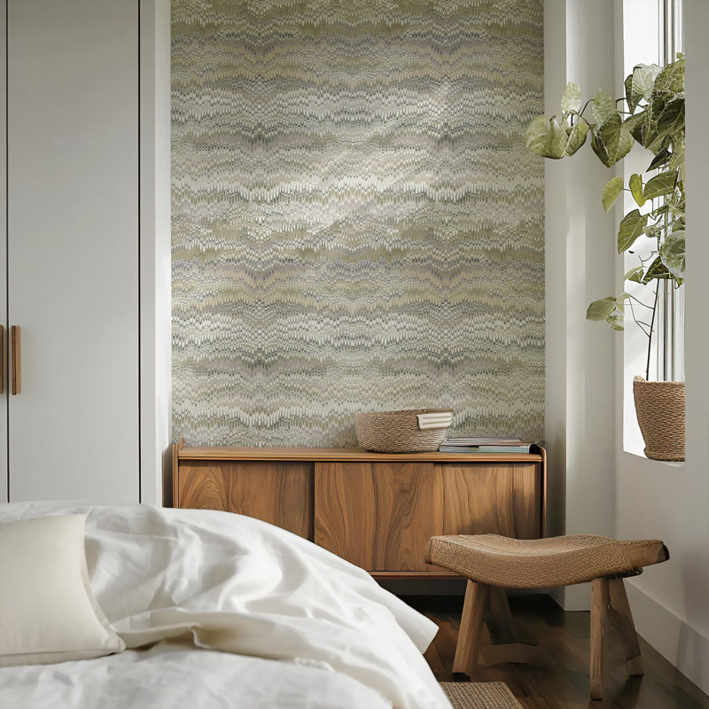 Stonewashed - Wallpaper, Non-Pasted, Faux Grasscloth, Sage Taupe