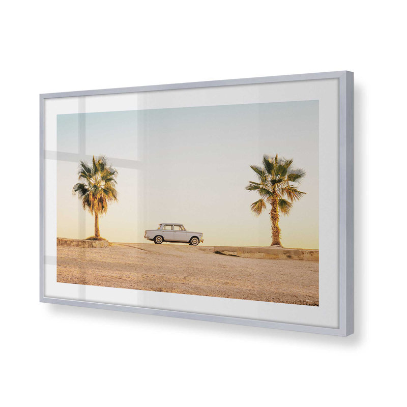 Imprimé coucher de soleil, Cadre en chrome poli, H 9,25 po x l 11,25 po x P 1,25 po