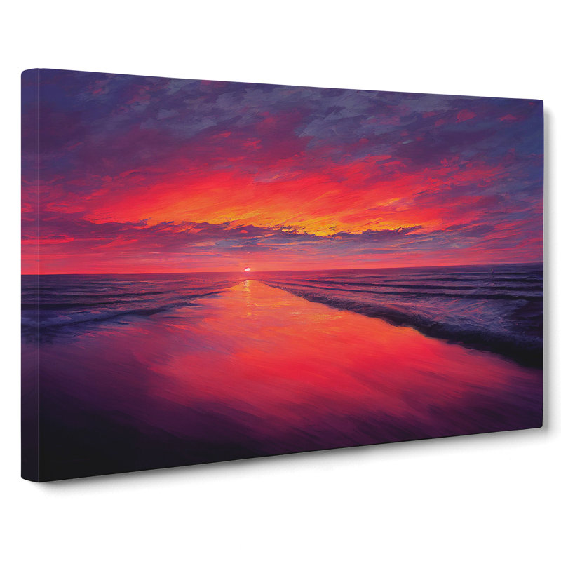 Lush Ocean Sunset - Wrapped Canvas Painting, 50cm H x 76cm W x 3cm D