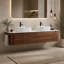Meuble-lavabo mural double vasque de 183 cm (72 po) avec comptoir en pierre frittée, lavabos ovales en céramique blanche et porte-serviettes.-1268338916-1268338939