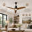 52" 3-Blade Modern Solid Wood Ceiling Fan with Dimmable LED Light, 3CCT, Two Downrods, and Remote Control
