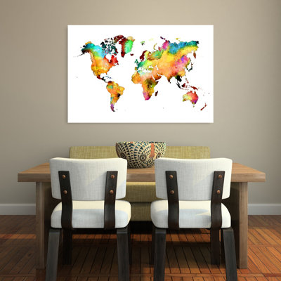 Colorful World Map Contemporary Wall Art