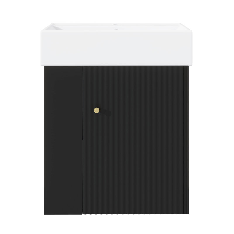 Meuble-lavabo mural 21,6 pouces avec évier et rangement ouvert à gauche, Black