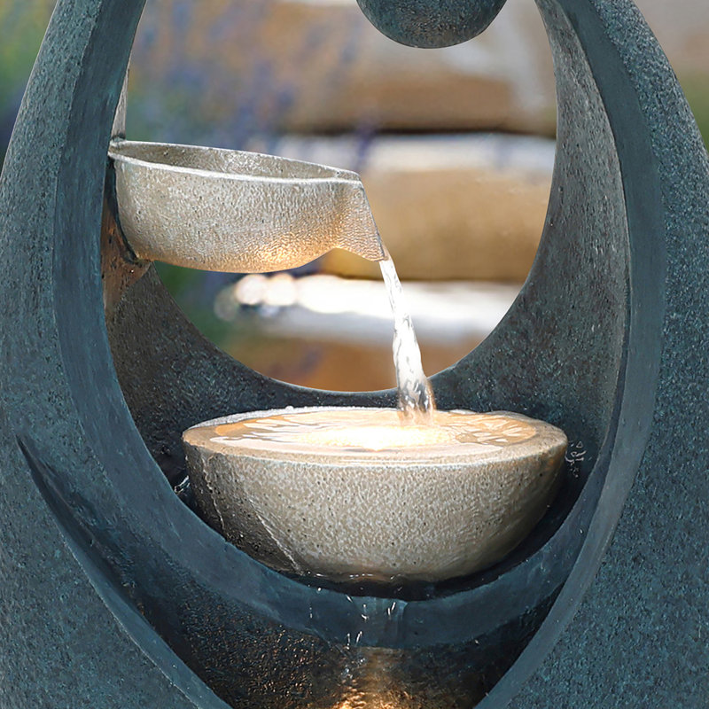 Outdoor Weather Resistant Cascade Fountain with Lights