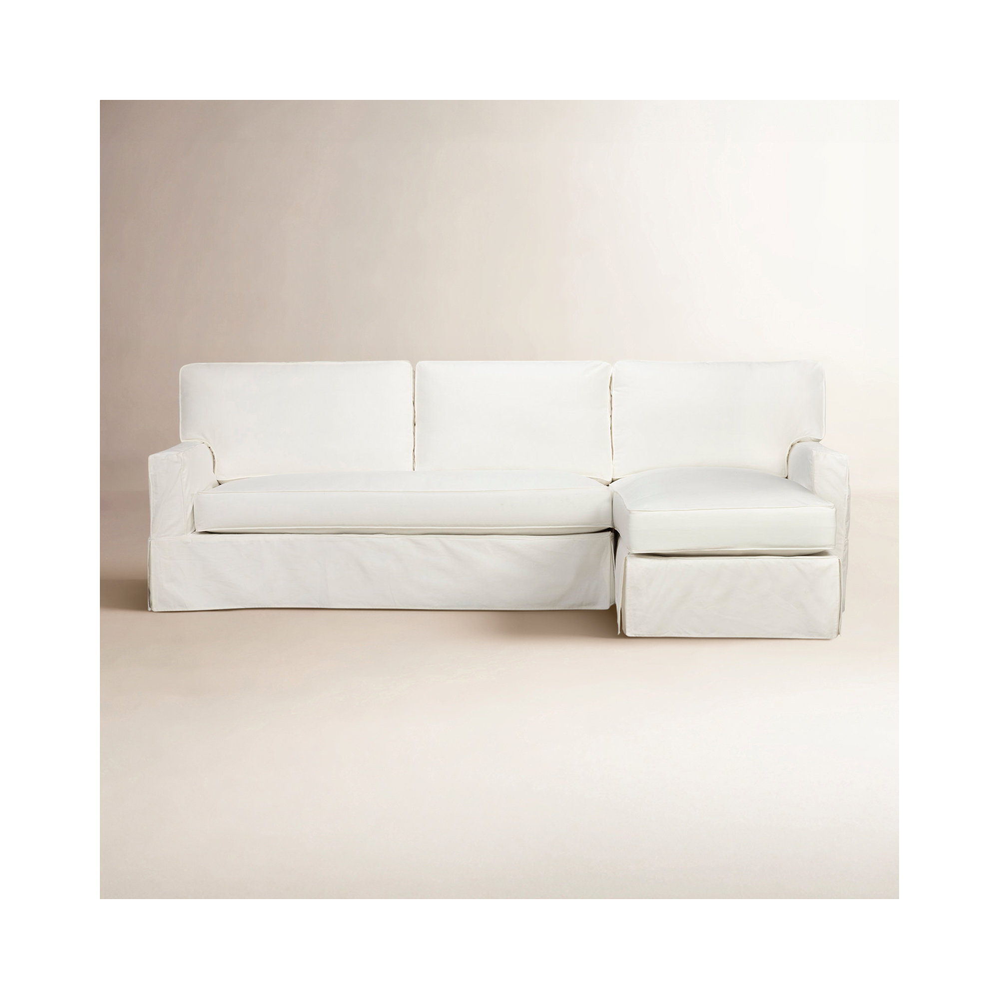 Taylor Upholstered Chaise L-Sectional, Bayou Off White Canvas, Right Hand Facing