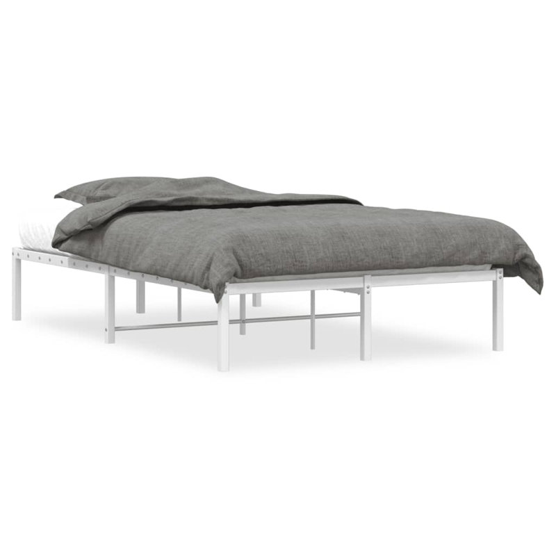 Metal Bed Frame Without Mattress White 47.2"X78.7", Full XL (207 cm x 146 cm), White