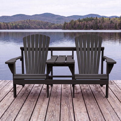 Adirondack Double Seater - Pressure Treated and cured Solid Wood with Built-In Table & 1-5/8" Umbrella Hole
