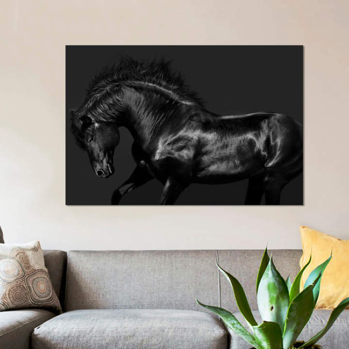 «Black on Black», impression sur toile, H 8 po x l 12 po x P 0,75 po, Toile tendue, Pas de tapis