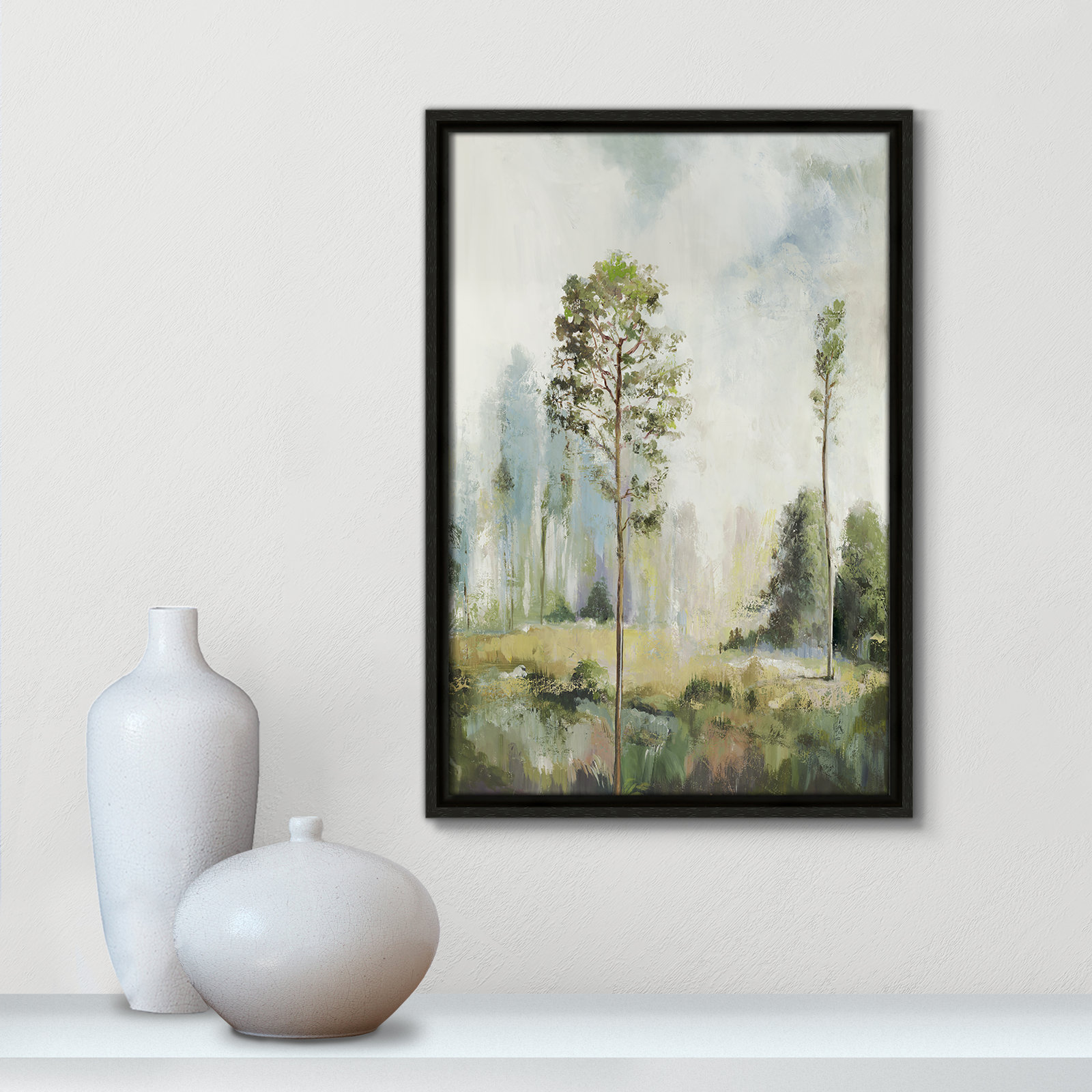 Teton "Tall Green Trees I" Print by Allison Pearce, 19.5" H x 13.5" W, Espresso