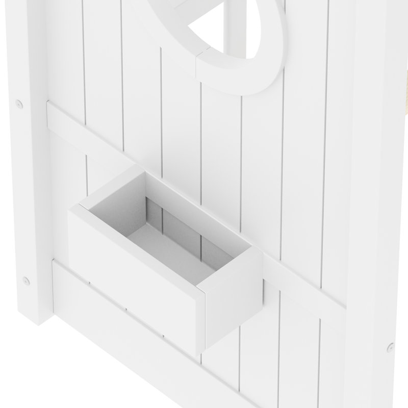 Lit sur pied avec bibliothèque et toit, Simple, Blanc