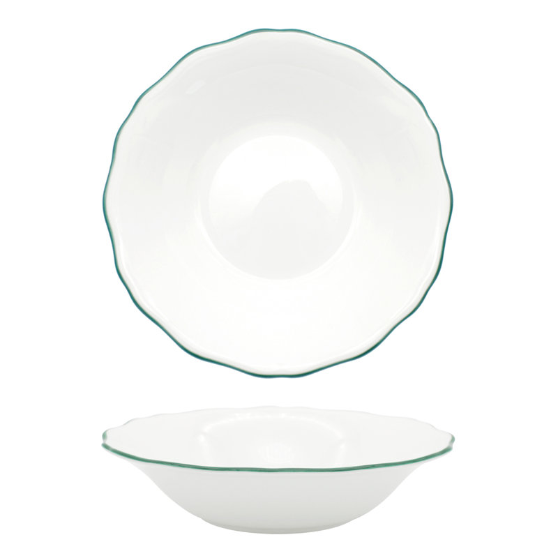 Amelie Bone China Dining Bowl, Forest Green/White