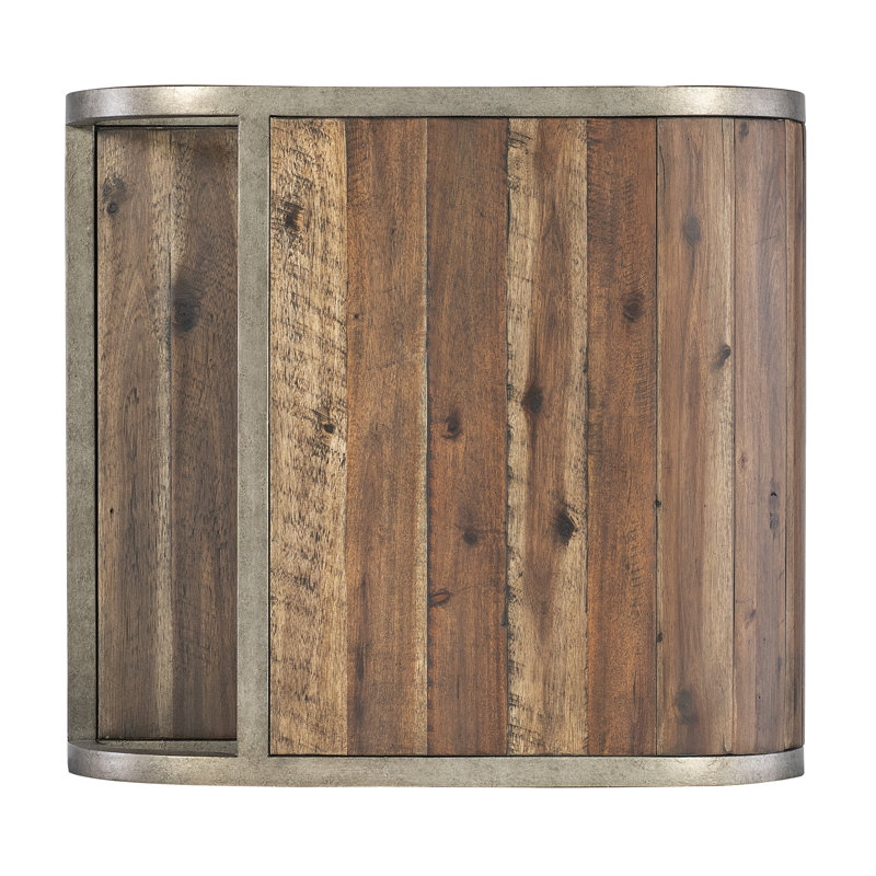 Rustic Brown Wood and Metal Open Ended End Table