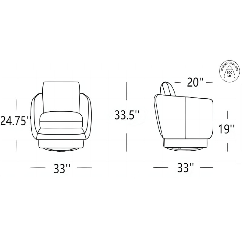 Fauteuil pivotant de 33 po de large Ramel, Moutarde douce