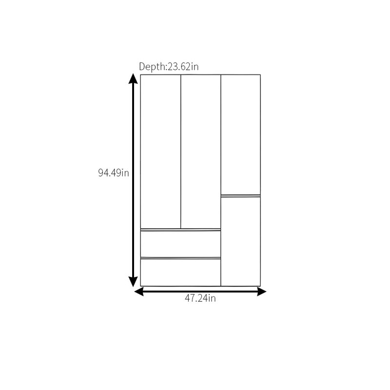 Garde-robe simple de style crème, H 94,49 po x l 47,24 po x P 23,62 po