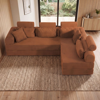 Modern L-Shaped Convertible Sectional Sofa Bed with Chaise, No Assembly