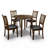 Kitchen 5-Piece Dining Set Round Dining Table And 4 X Side Dining Chairs Walnut, Dark Brown Transitional Solid Wood