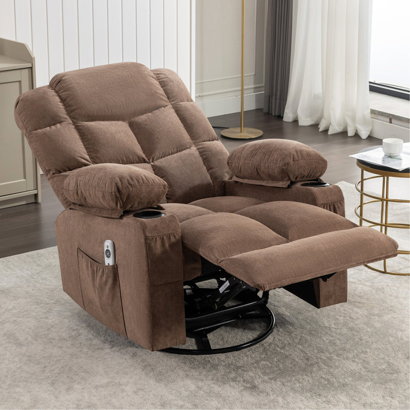 Massage Rocker Recliner Chair Rocking Chairs For Adults Oversized With 2 Cup Holders, USB Charge Port Soft Features A Manual Massage And Heat