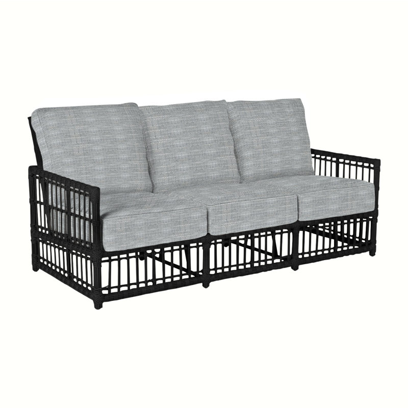 Newport Woven Sofa - Onyx, Intermix Bark, No Welt, Onyx