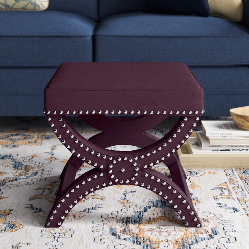 Repose-pieds standard carré de 21,3 po Miamisburg, Velours prune
