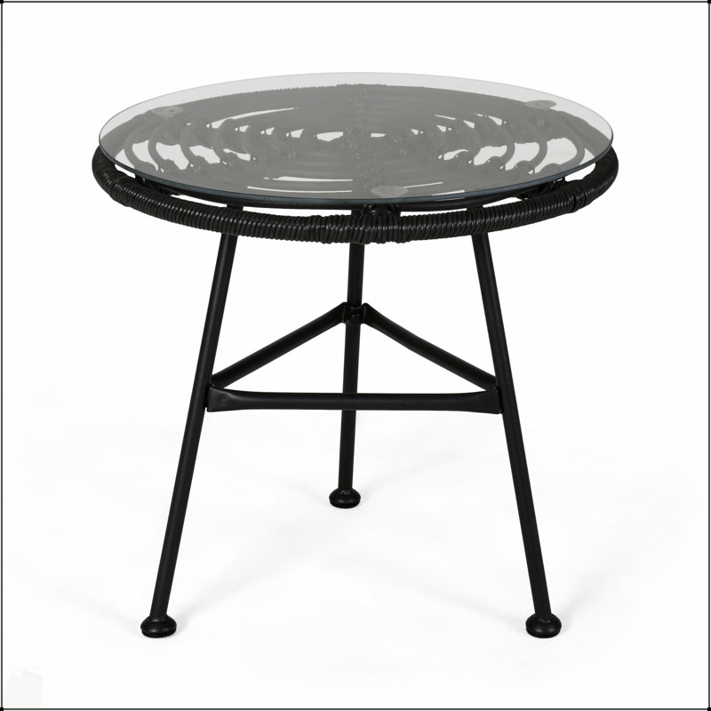 Table d'appoint en faux rotin Orlando, Gris