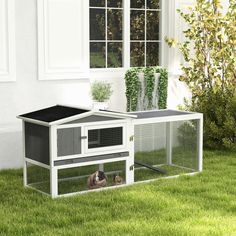 Rabbit , 2-Storey, Detachable Run, Waterproof, For 1 - 2 , Grey 2-Storey Ample Space, 1-2