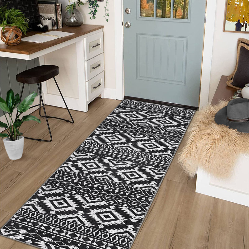 Katresa Washable Geometric Indoor Rug, Runner 2' x 6'