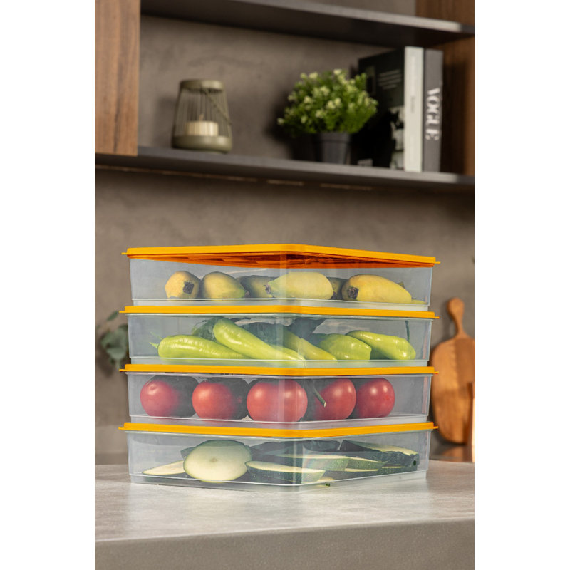 Ensemble de boîtes de rangement en plastique durable (12 pièces), orange, 3,5 x 4,1 x 2,2 pouces | Capacité de 350 ml par pièce | Lavable au lave-vaisselle, idéal pour organiser la cuisine, le bureau et l'artisanat, léger et polyvalent