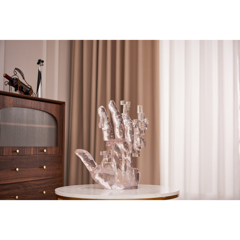 Sculpture en résine Pixel Hand, Clair