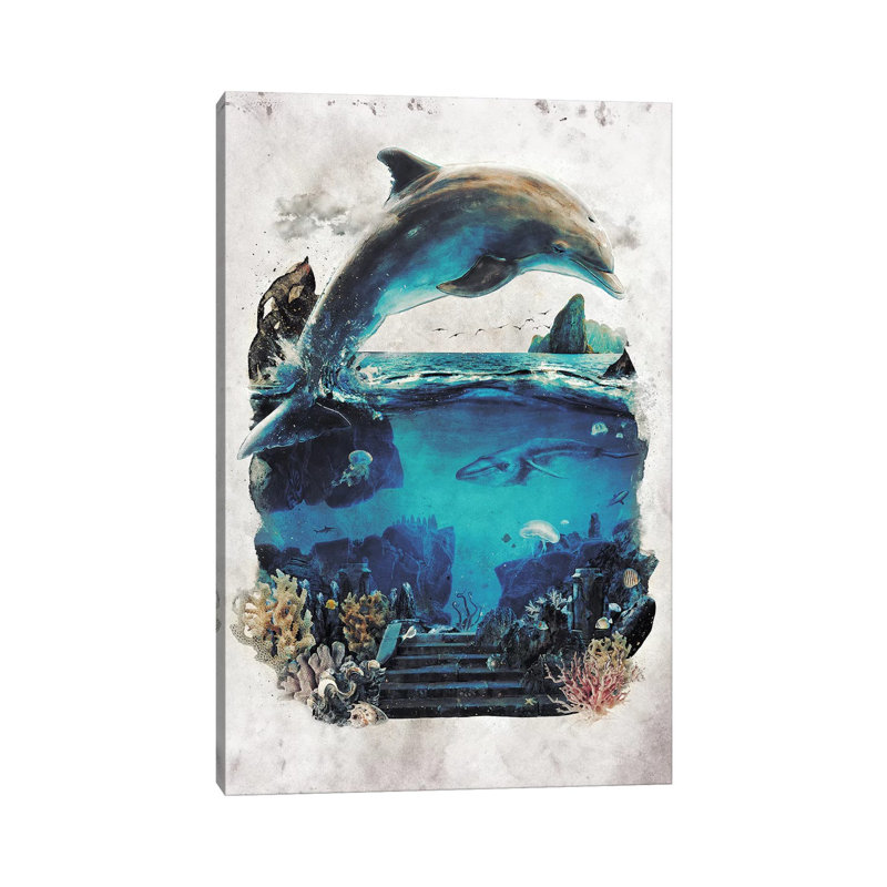 Dolphin Surreal by Barrett Biggers - Wrapped Canvas Print, 20.32 cm H x 30.48 cm W