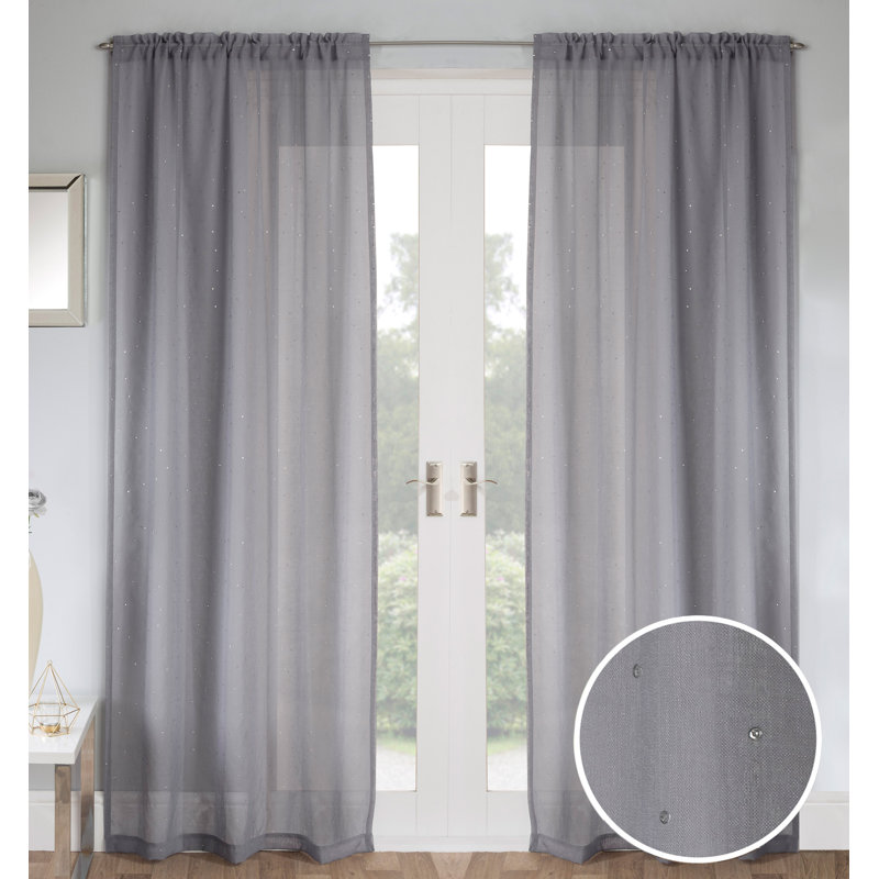 Adrijus Sheer Curtain, 138cm Width x 229cm Drop, Grey