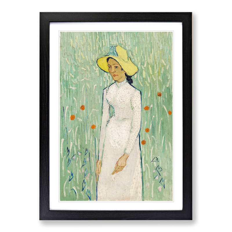 Girl in White by Vincent Van Gogh - Picture Frame Painting, Black Framed, 48cm H x 36cm W x 2cm D