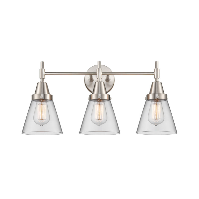 Gayle 3 - Light Dimmable Vanity Light, Satin Nickel, Clear, 4 Watt Vintage LED Bulb