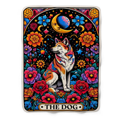 The Dog Tarot Card - 1 Piece Premium Sherpa Blanke Throw Blanket