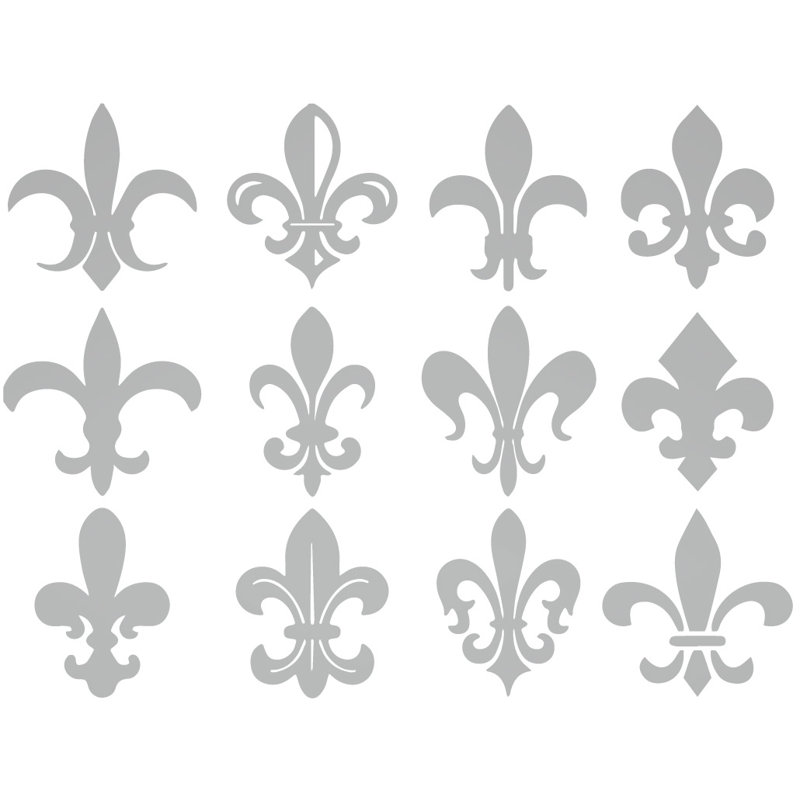 Décalcomanie murale motif fleur du lis, Argent, H 40 po x l 53 po x P 0,01 po
