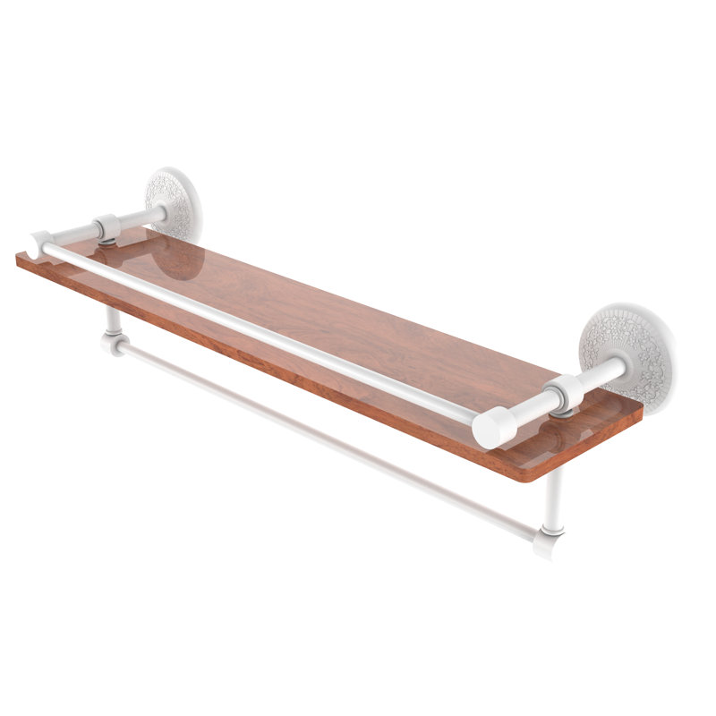 Tilney Bracket Shelf with Towel Bar, Matte White, 5" H x 22" W x 5" D