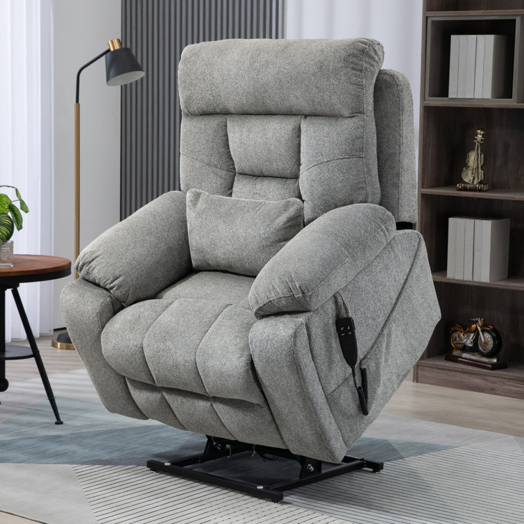 Stoehrs Dual Motor Big Man Recliner Chair Lay Flat in 71.5 Length & 26 Wide Seat, Extra Wide Power Lift Chair 400 lbs Latitude Run Body Fabric: Dar