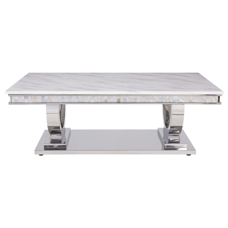 Table basse Zander, plateau en faux marbre imprimé