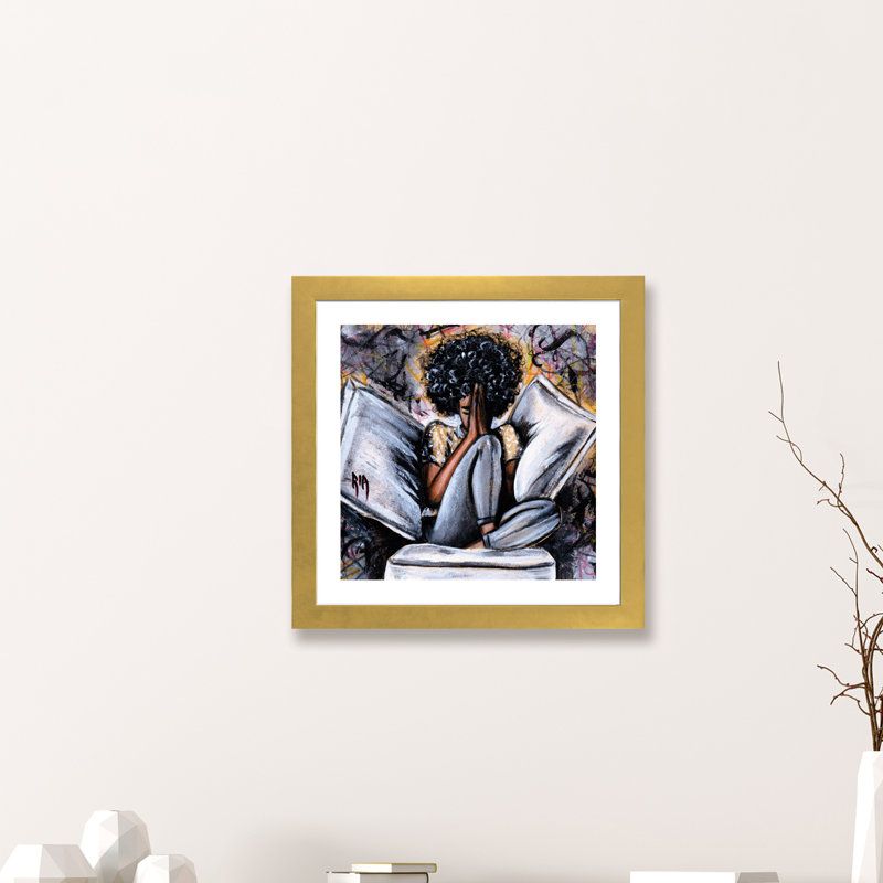 «All I Have ...» par l'artiste Ria - reproduction, H 16 po x l 16 po, Toile avec cadre en bois beige, Doré