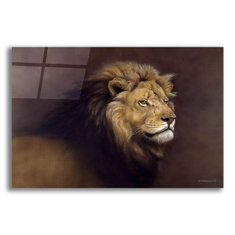 "Lion mâle" par Harro Maass, art mural en verre Latitude Latitude®, H 16 po x l 24 po x P 0,2 po