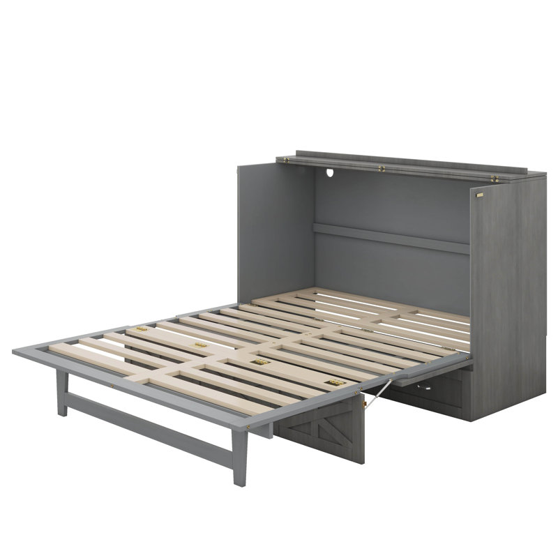 Murphy Bed With Large Drawers, Full, White