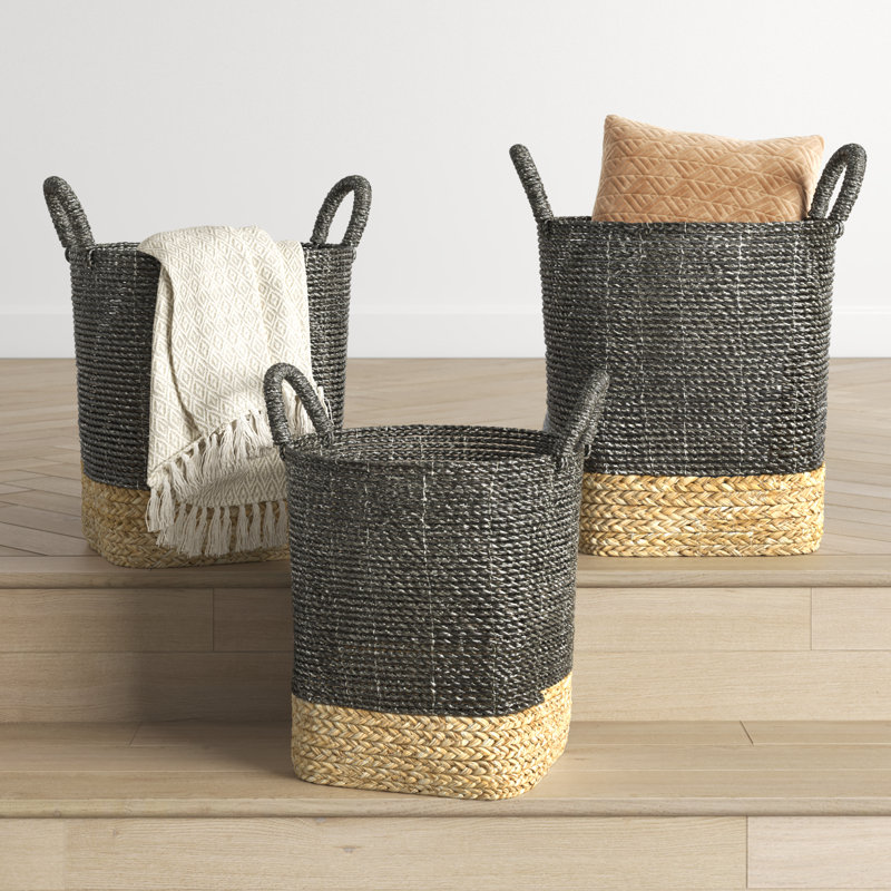 Madura 3 Piece Market Baskets Set, Black