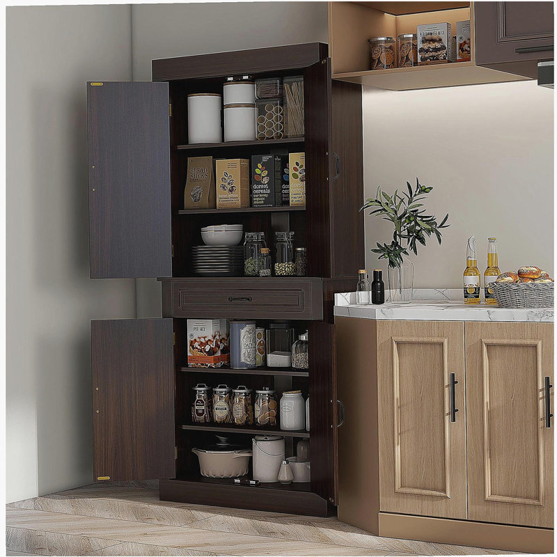 Armoire de rangement indépendante pour la cuisine HOMcom de 71 pouces, avec 4 portes et 2 grandes armoires, grande armoire de rangement avec tiroirs larges, convient aux restaurants et aux cafés