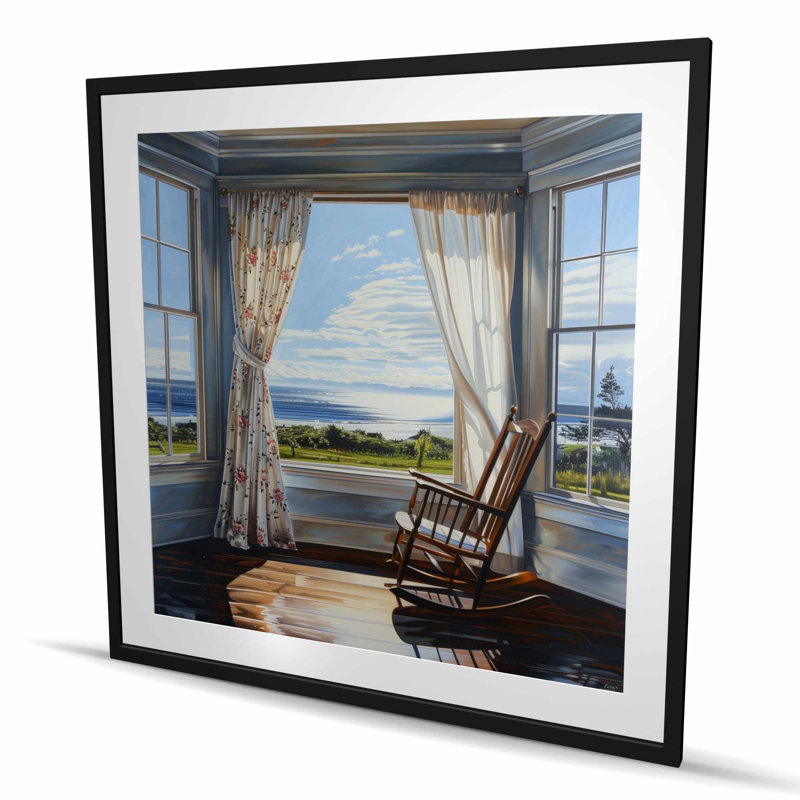 The Window - reproduction encadrée avec passe-partout pour la décoration intérieure, H 48 po x l 48 po, Noir
