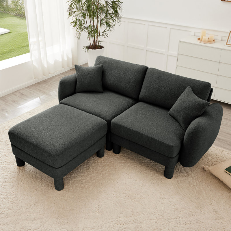 Tissu gris foncé à 2 boucles avec revêtement en tissu doux et respirant, pieds cylindriques amovibles pour les sièges décontractés, coussins de siège arrière relaxants