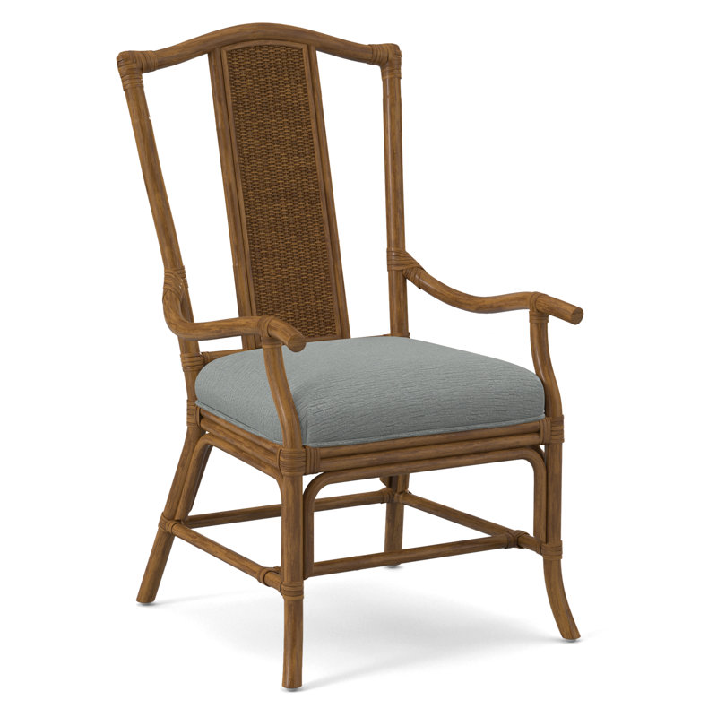 Drury Lane Slat Back Dining Arm Chair, Havana, Eggshell Crypton Performance; 0884-93