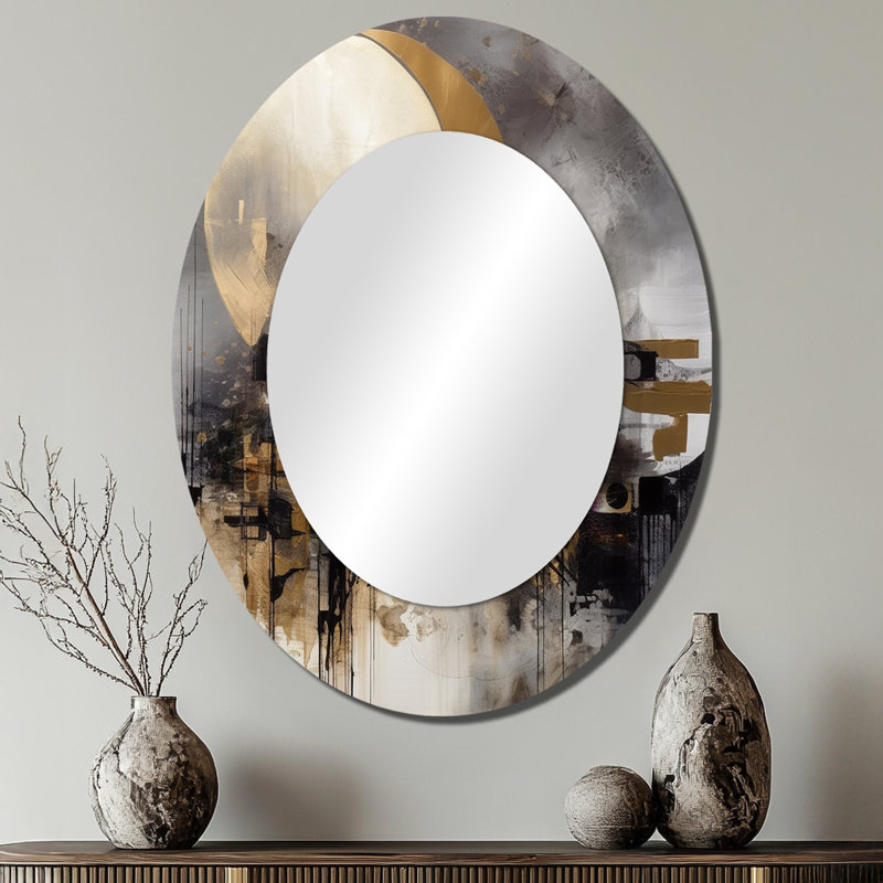 Miroir mural moderne jaune Exploration de la lune dorée I, 40 po x 30 po
