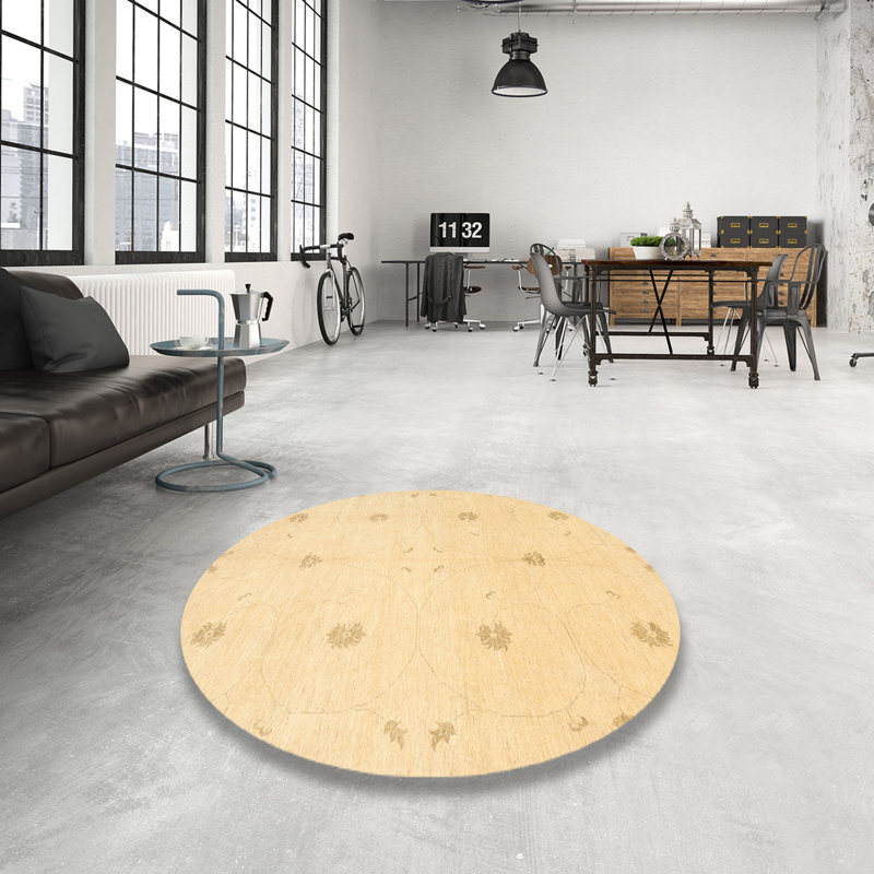 Tapis beige contemporain, Rond 3 pi